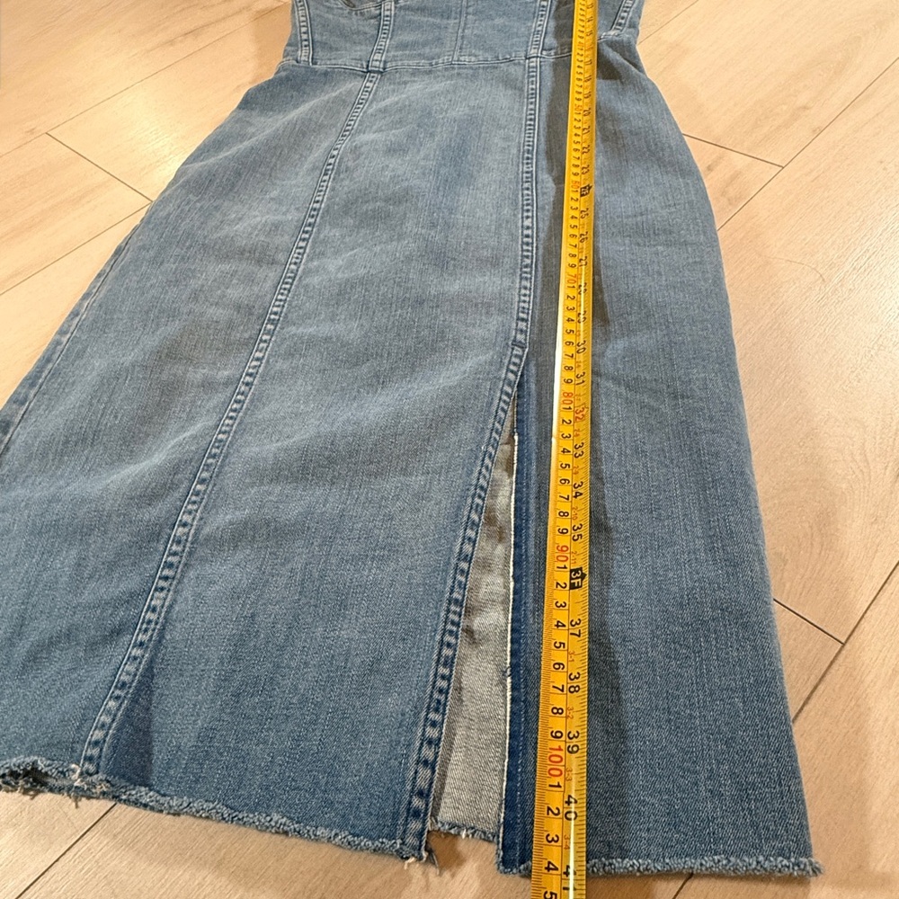 GRLFRND Gianna Denim Sweetheart Neck Bustier Midi Charmed Life Blue Dress Size S - Picture 15 of 16